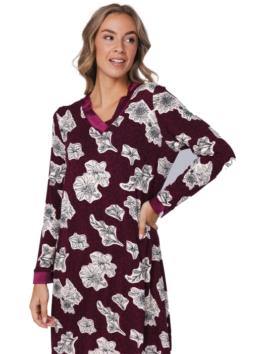 Pastunette Pastunette bordeaux bloem nightdress